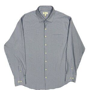 Peter Millar Summer Comfort Check Dress Shirt Button Up Blue Stretch XL